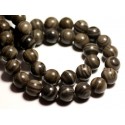 Thread 39cm approx 47pc - Stone Beads - Coffee Jasper 8mm Balls 