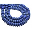 Fil 39cm 73pc environ - Perles Pierre - Lapis Lazuli Rondelles 8x5mm bleu roi nuit doré mat sablé givré