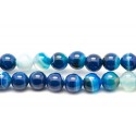 Fil 39cm 26pc environ - Perles Pierre - Agate Boules 14mm bleu