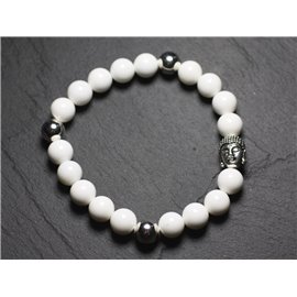 Bracelet Buddha and White Mother of Pearl 8mm 