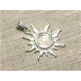 Pendant Silver 925 and Stone - Sun 28mm - Crystal Quartz round 10mm 