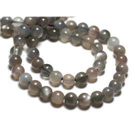 10pc - Stone Beads - Moonstone Balls 5mm iridescent gray - 7427039732734