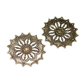 10pc - Primers Connectors Pendants Metal Bronze Prints Flowers Lace Cathedral 44mm - 8741140021228 