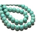 10pc - Perles Turquoise Synthèse reconstituée Boules 10mm Bleu Turquoise - 8741140021051 