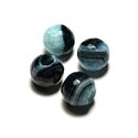 1pc - Perle de Pierre - Agate Bleue et Quartz Boules Facettées 14mm gros trou 5mm - 8741140020696 