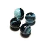 1pc - Perle de Pierre - Agate Bleue et Quartz Boules Facettées 14mm gros trou 5mm - 8741140020696 