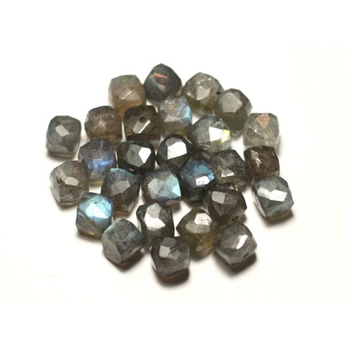 1pc - Perle de Pierre - Labradorite Cube Facetté 5-7mm perçage 1mm - 8741140020160 