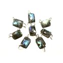 1pc - Perle Connecteur Pierre et Argent 925 - Labradorite Rectangle Facetté 12x8mm - 8741140019966 