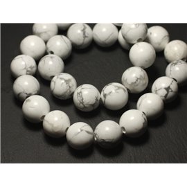 1pc - Stone Pearl - Howlite Ball 14mm big hole 3mm - 8741140019423 