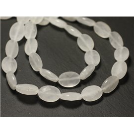 2pc - Stone Beads - Crystal Quartz Matte Sandblasted Frosted Faceted Ovals 14x10mm - 8741140019553 