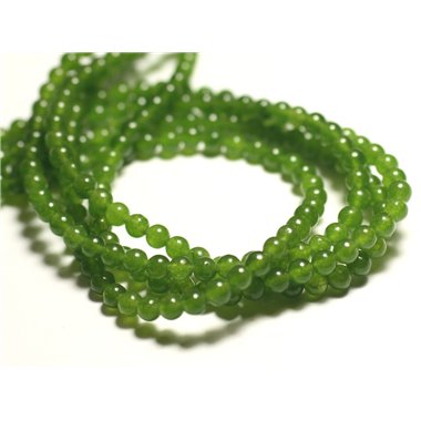 Fil 39cm 92pc env - Perles de Pierre - Jade Boules 4mm Vert Olive - 8741140016378 