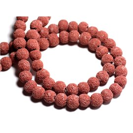 10pc - Stone Beads - Lava Balls 10mm Red Brick Terracotta - 8741140001176 