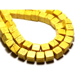 20pc - Cubos de síntesis reconstituidos de perlas turquesas 8mm amarillo - 8741140009202 