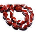 2pc - Perles de Pierre - Jaspe Rouge grandes Olives Torsadées 20x10mm - 8741140007796 