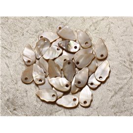 10Stk - Charms Anhänger Perlmuttblätter Flügel 16mm Beige 4558550004932 