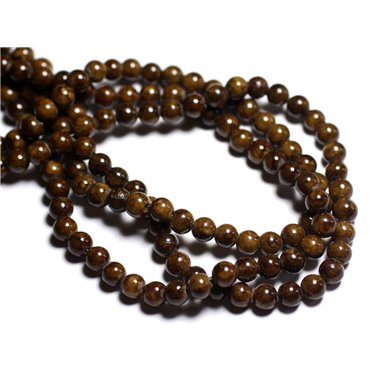 20pc - Perles de Pierre - Jade Boules 6mm Marron Ocre - 4558550024800 