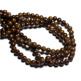 20pc - Stone Beads - Jade Balls 6mm Ocher Brown - 4558550024800 