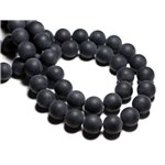 10pc - Perles de Pierre - Agate noire Mat Boules 8mm -  8741140000506 