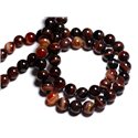 4pc - Perles de Pierre - Agate rouge et noire Boules 12mm -  8741140000582 