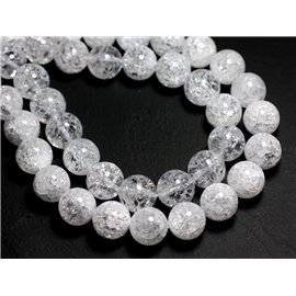 2pc - Stone Beads - Rock Crystal Quartz Crackle Balls 12mm - 8741140000650 