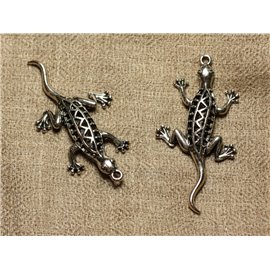 5pc - Rhodium Silver Plated Metal Pendant - Lizard Gecko 50mm 4558550021076 