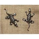 5pc - Pendentif Métal Argenté Rhodium - Lézard Gecko 50mm   4558550021076 