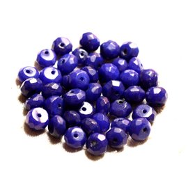 10pc - Stone Beads - Jade Faceted Rondelles 8x5mm Midnight blue - 4558550008992 