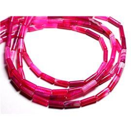 4pc - Perline di pietra - Tubi di agata 13x4mm Pink Fuchsia - 4558550081780 