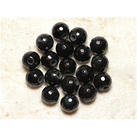 2pc - Steenkralen Boor 2,5 mm - Obsidiaan Facetballen 10mm - 4558550012166 