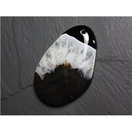 Colgante de piedra - Gota de cuarzo y ágata blanca y negra 59 mm N38 - 4558550085863 