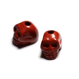 1Stk - Roter Jaspisstein Perle - Totenkopf 14x10mm Piercing Top 4558550038999 