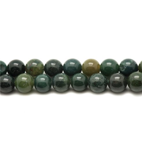 10pc - Perles de Pierre - Agate Mousse Boules 8mm   4558550021809 