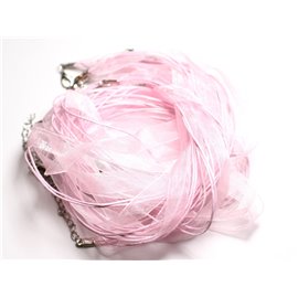 10pc - Organza and Cotton Necklaces 47cm Light pink - 4558550005953 