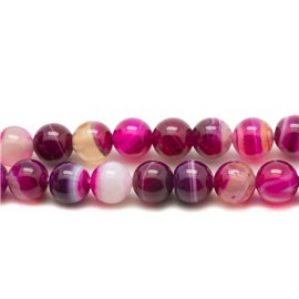 4pc - Perline di pietra - Palline di agata rosa fucsia 12mm 4558550000392