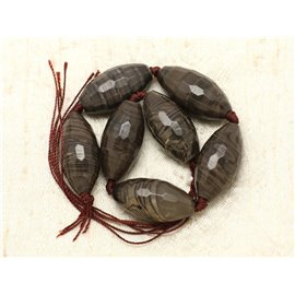 1pc - Stone Bead - Coffee Jasper - Rice Spindle 30x14mm 4558550000095