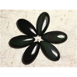 1pc - Stone Cabochon - Rainbow Obsidian Drop 40x20mm 4558550000606