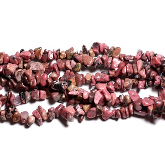 130pc environ - Perles de Pierre Rhodonite Rocailles Chips 4-10mm   4558550002686 