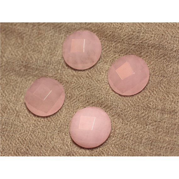 1pc - Cabochon de Pierre - Jade Rond Facetté 20mm Rose   4558550002976