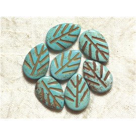 10pc - Synthetic Turquoise Beads Leaves 20mm Turquoise Blue 4558550006905 