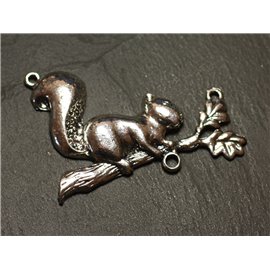 1pc - Large Bead Pendant Connector Silver Plated Metal Rhodium Squirrel 60mm 4558550007773 