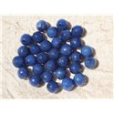 10pc - Perles de Pierre - Jade Boules Facettées 8mm Bleu Roi Opaque  4558550001115 