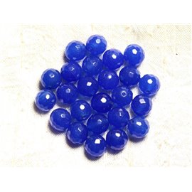 10pc - Cuentas de piedra - Bolas facetadas de jade 10 mm Azul real 4558550008664 