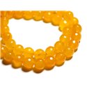 20pc - Perles de Pierre - Jade Jaune Moutarde Boules Facettées 6mm   4558550008732 