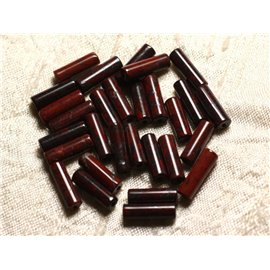 5Stk - Steinperlen - Roter Jaspismohn Säulen Rohre 13x4mm - 4558550010810