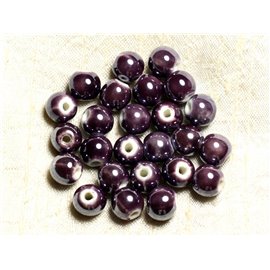 10pc - Perline in ceramica porcellana 8mm Balls Purple 4558550011374