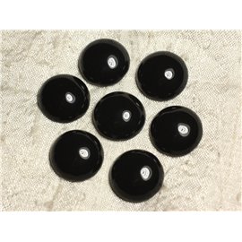 1pc - Cabochon in pietra - Rotondo in agata nera 20 mm 4558550011466