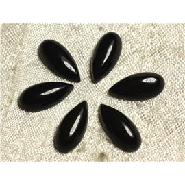 1pc - Cabujón de piedra - Gota de ágata negra 15 x 7 mm 4558550011473