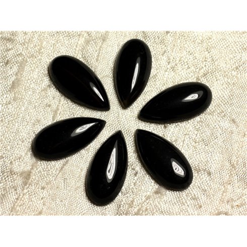 1pc - Cabochon de Pierre - Agate noire Goutte 25x12mm   4558550011480