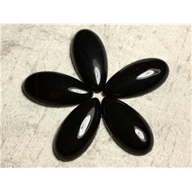 1pc - Cabujón de piedra - Gota de ágata negra 40x20mm 4558550011497