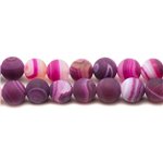 5pc - Perles de Pierre - Agate Rose Fuchsia Mat Boules 10mm   4558550012395